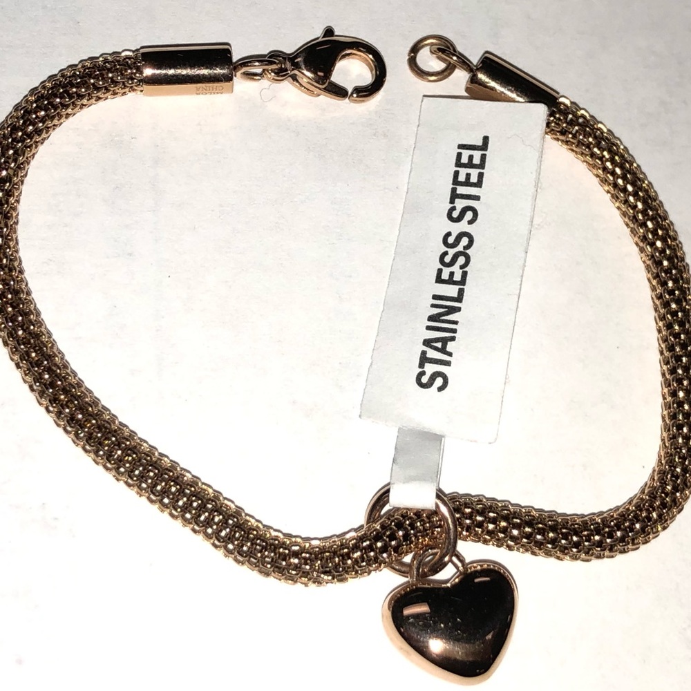 NIB bronze/rose gold color rope heart bracelet